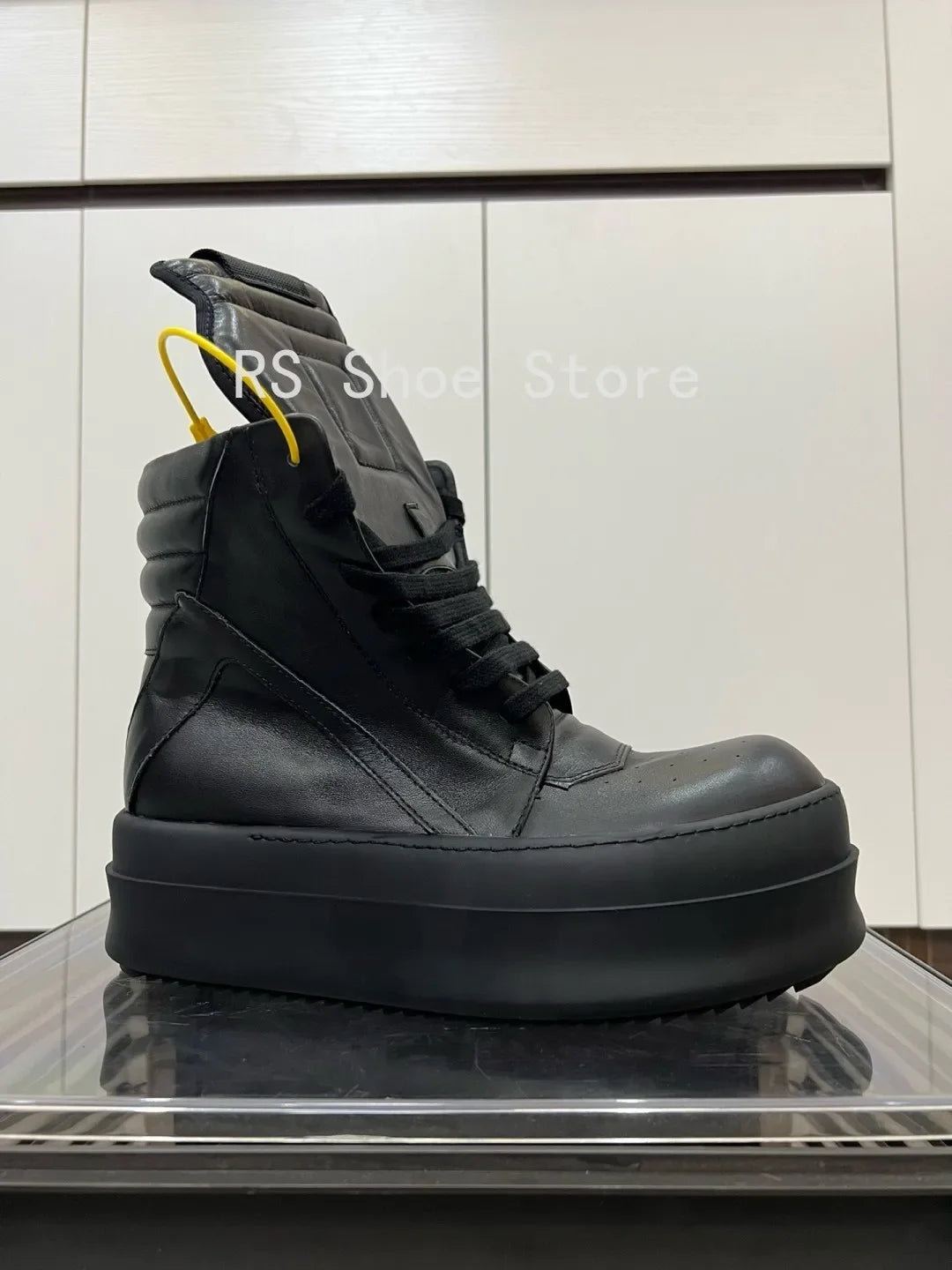 Rick Owens Mega Bumper Geobasket LCO Leather All Black