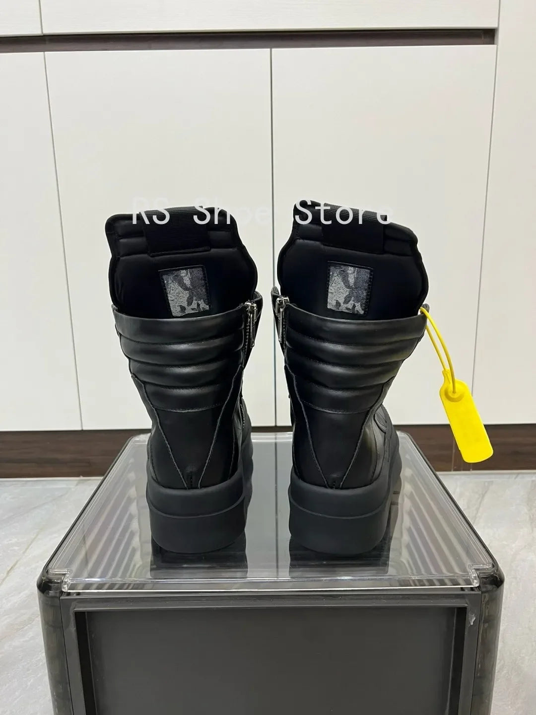 Rick Owens Mega Bumper Geobasket LCO Leather All Black